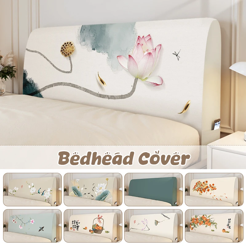 

Chinese Style Elastic Bedhead Cover All-Inclusive Dust-proof Soft Headboard Protector Backrest Cover Universal Bed Head Covers