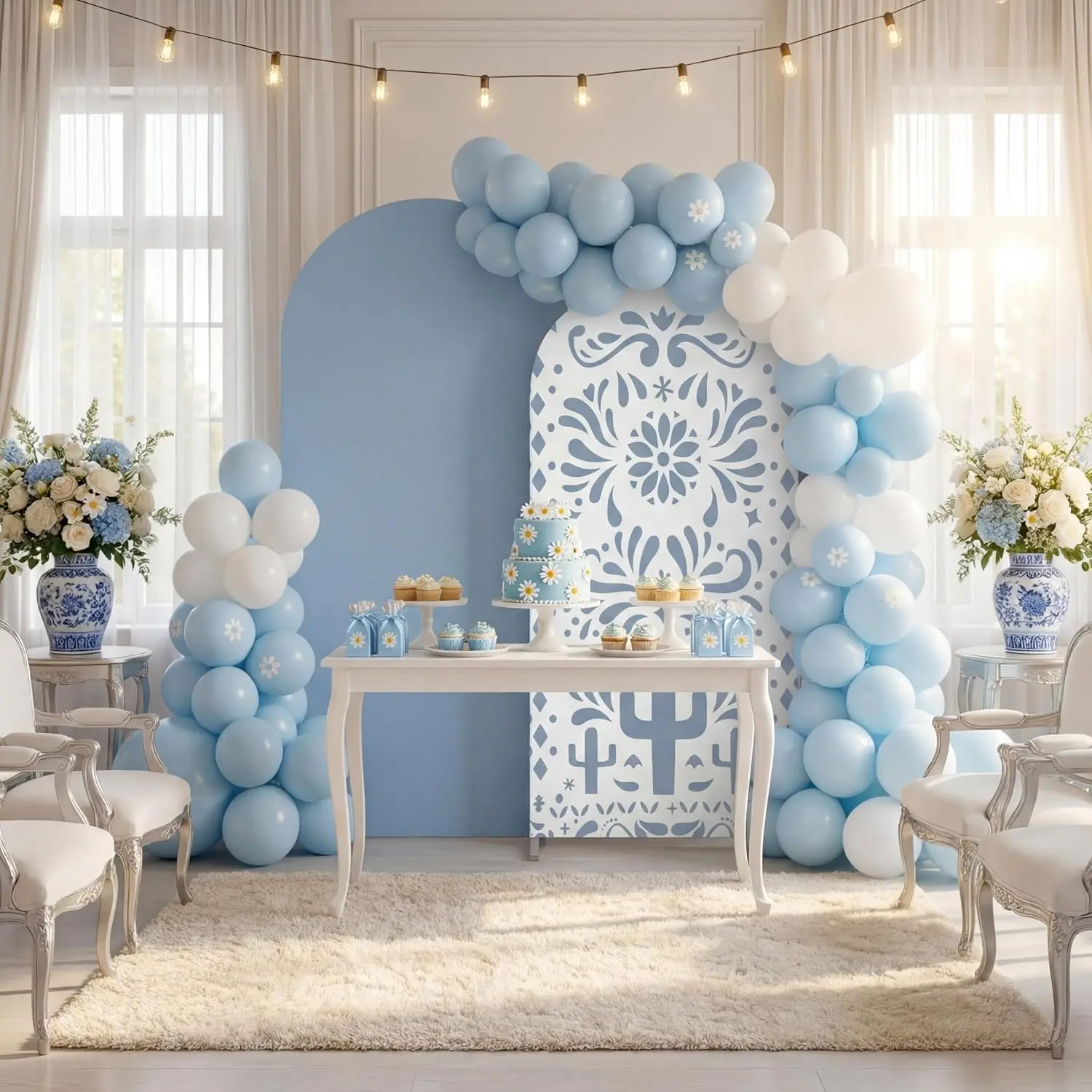 Custom 2-sided Mexico Cielito Lindo Arch Backdrop Cover Fiesta Party Blue Wedding Bridal Shower Dessert Table Photo Background