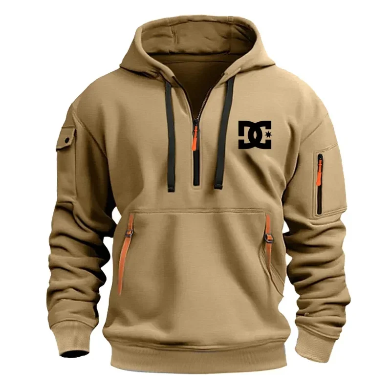 

2025 New autumn and winter fashion men's casual pullover, large loose long-sleeved warm fitness hooded sweatshirt