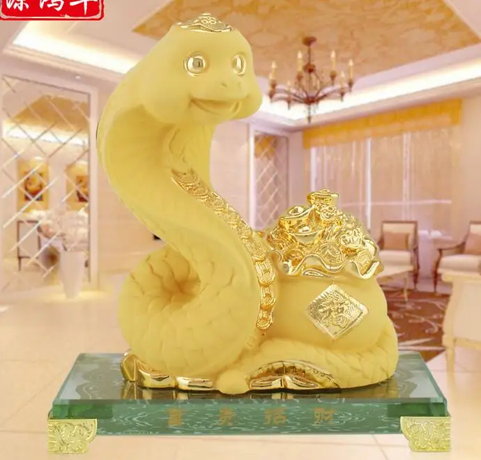 Animal handicraft sand gold series large crystal bottom animal snake, sculpture creative luxury neoclassical home crafts America