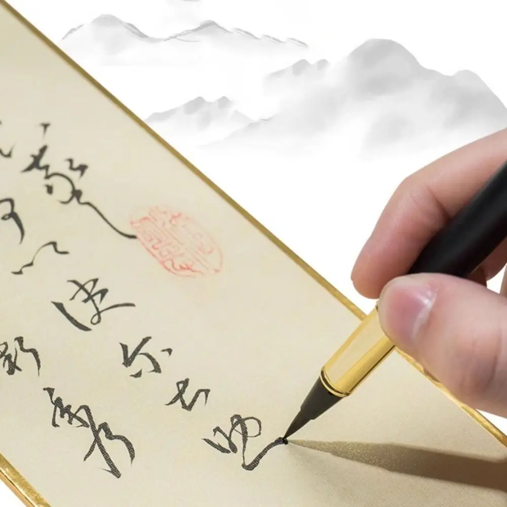 3 pezzi di penna stilografica portatile tipo pennelli per calligrafia capelli morbidi penna per calligrafia aziendale scrittura pennello per pratica in metallo scuola