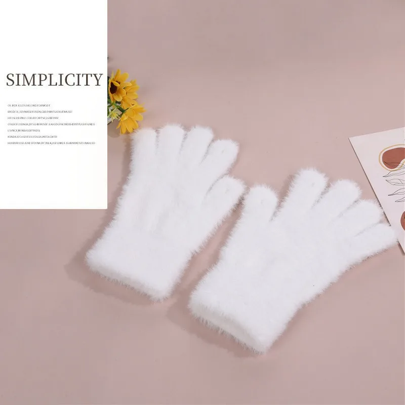 冬のサーマルグローブ女性のサイクリング防寒ファッションロング多用途ニットぬいぐるみ手袋女性スキー手袋手袋寒い冬