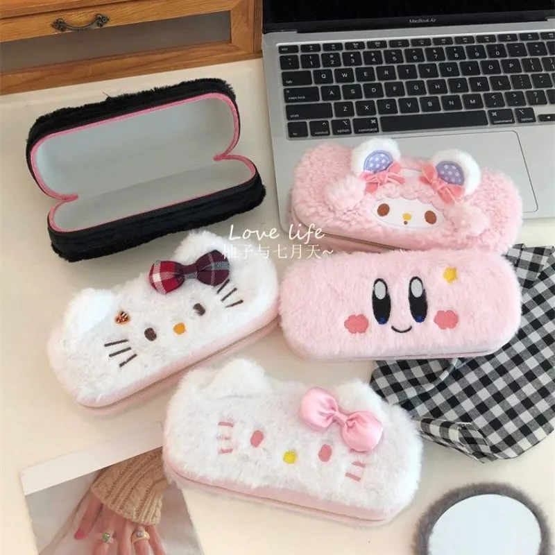 

Kawaii Hello Kitty My Melody Sanrio Plush Cute Cartoon Glasses Case Car Sunglasses Box Storage Birthday Gift for Girls