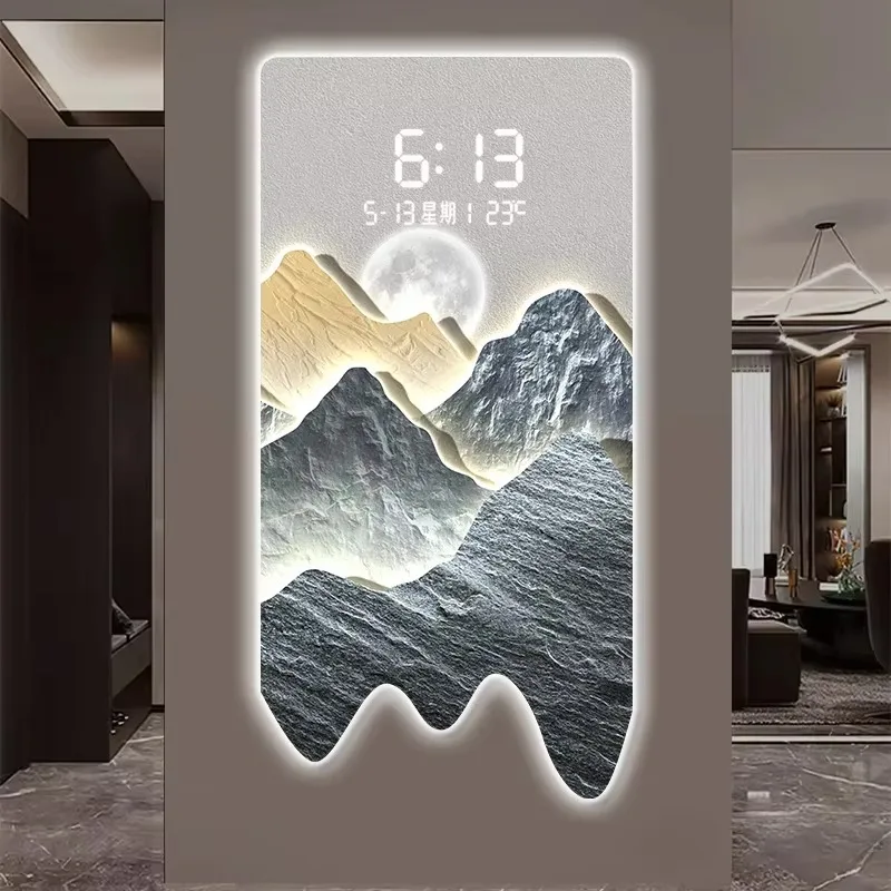 Classic Fancy Nordic Digital Clock Wall Light Design Designer Modern Digital Clock Design Luxury Horloge Murale Room Decor