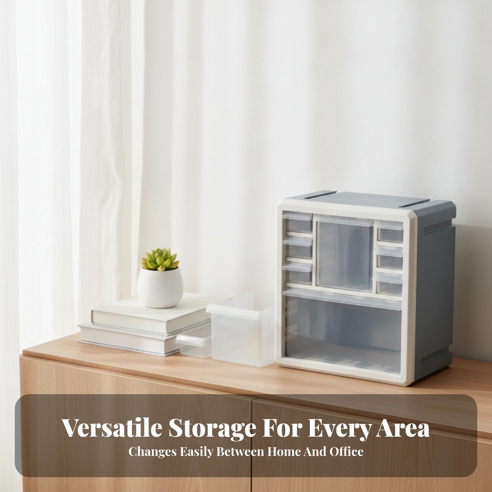 Hardware Drawer Bin Craft Supply Organizer Desktop Storage Cabinet Blue and White Frame - view 3