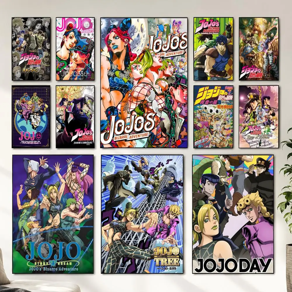 Hot Anime J-JoJos B-Bizarre-Adventure Poster HD Home Decor Sticky Wall Waterproof Home Living Room Bar Aesthetic Decor