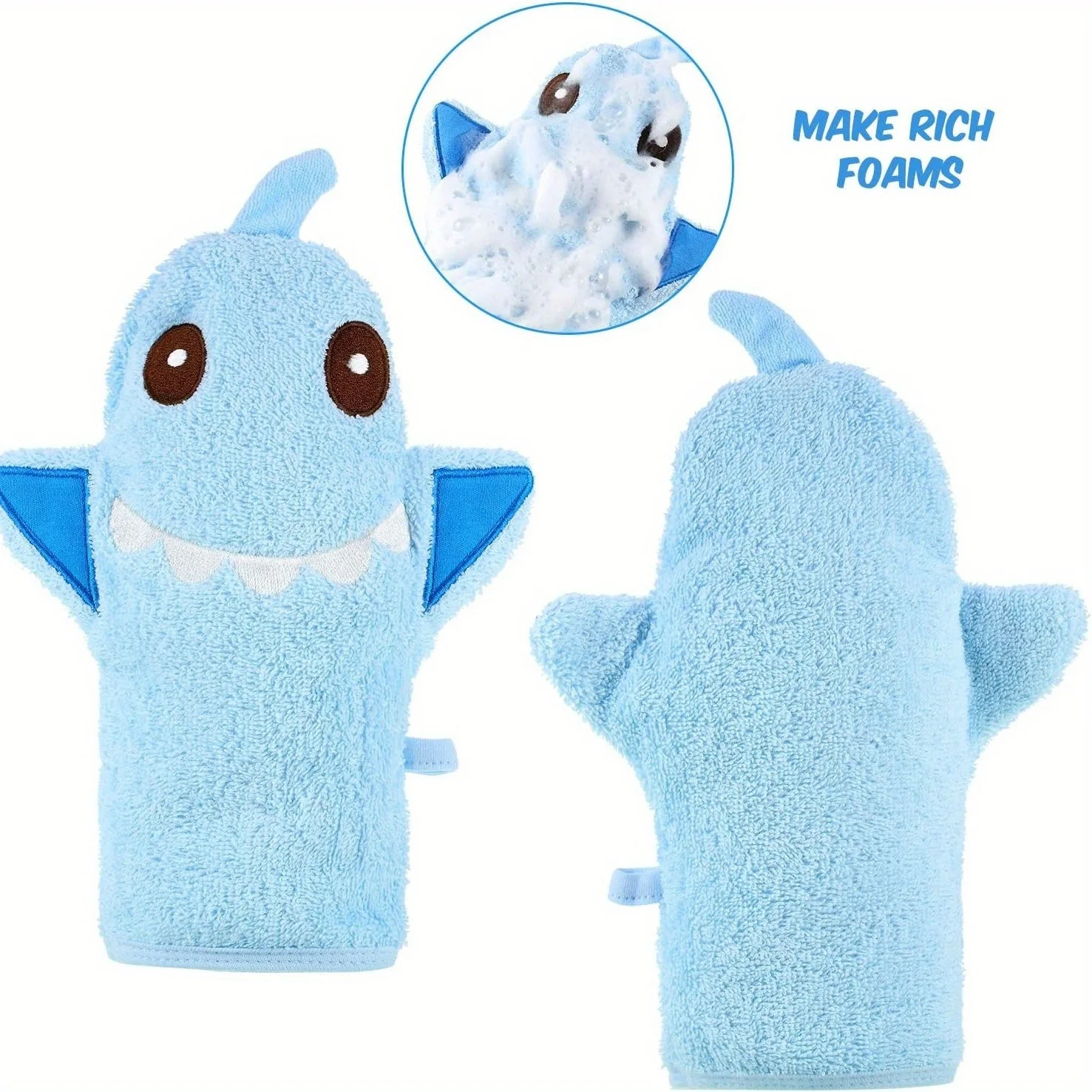 قفاز حمام، قفاز أطفال على شكل حيوان للاستحمام، أداة حمام للرضع فائقة النعومة وماصة، طبيعية وآمنة، رائعة للأولاد والبنات