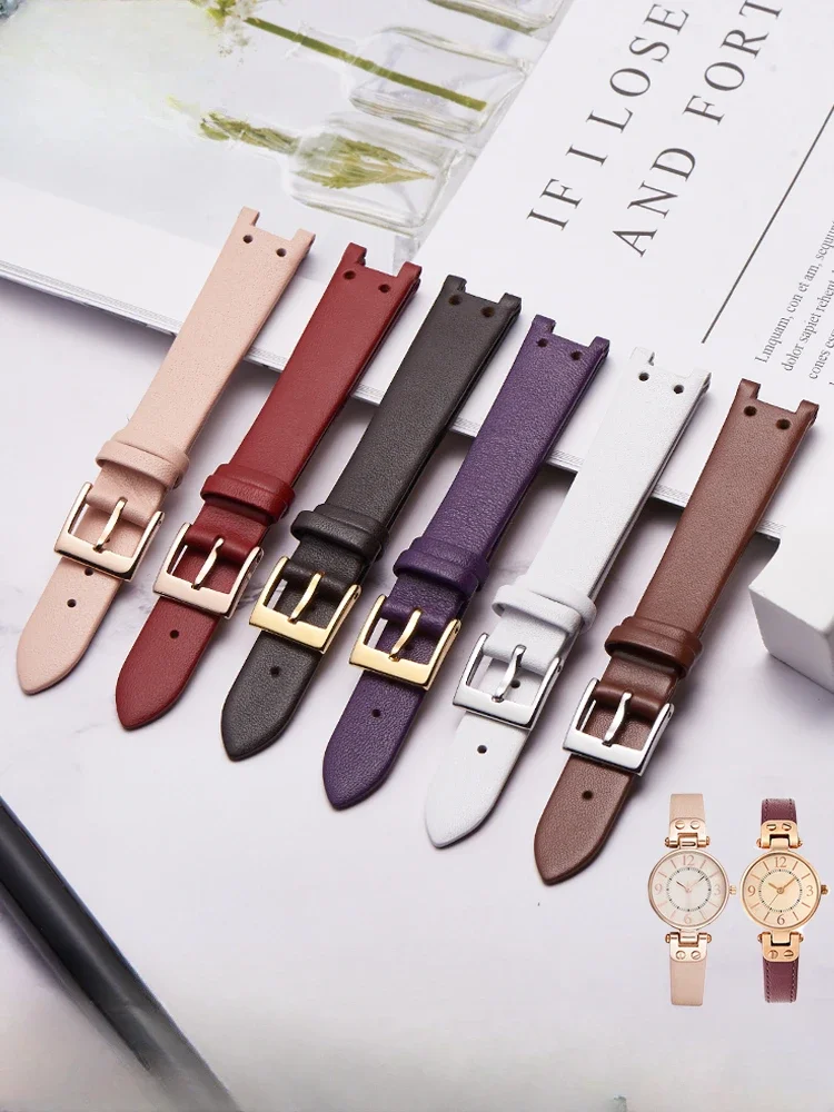 Genuine Leather Durable Waterproof Watch Band Women for Anne Klein AK 2156 2157 Ak2618rgbk Replace Original Watch Strap
