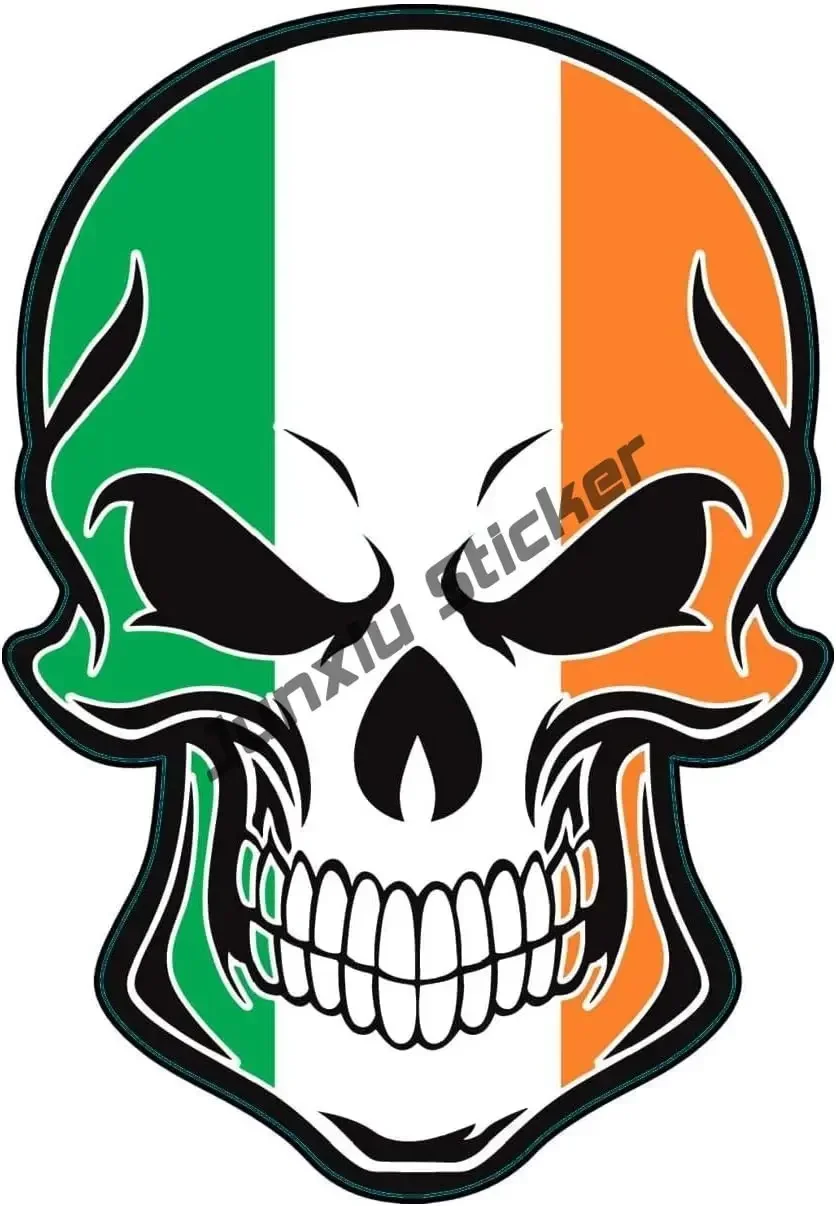 الإبداعية العلم ملصقات الجمجمة مضحك الجمجمة مع أعلام إيطاليا بورتوريكو العلم الجمجمة العلم الألماني سيارة صائق الكرتون اكسسوارات السيارات #4