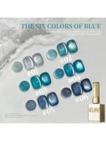 6Pcs 15ML Blue Series cat eye Nail Gel polish set Semi Permanent Nail Art Soaking UV LED Nail Salon DIY Nail Salon Gel