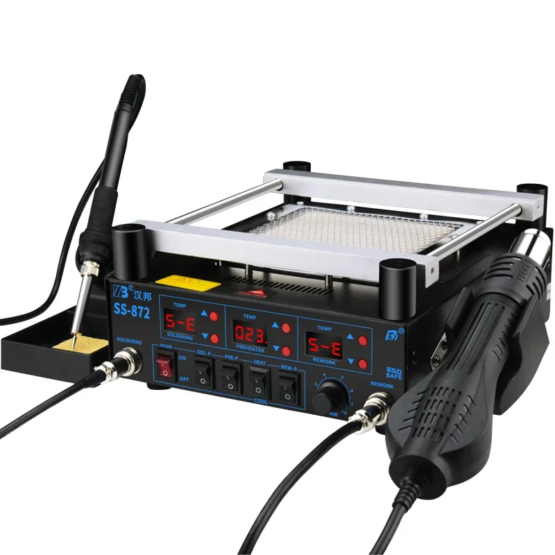 Zhengbang SS-872 3 in 1 BGA Rework Station Preheat Hot Air Desoldering Soldering Rework Station For Mobile Repair