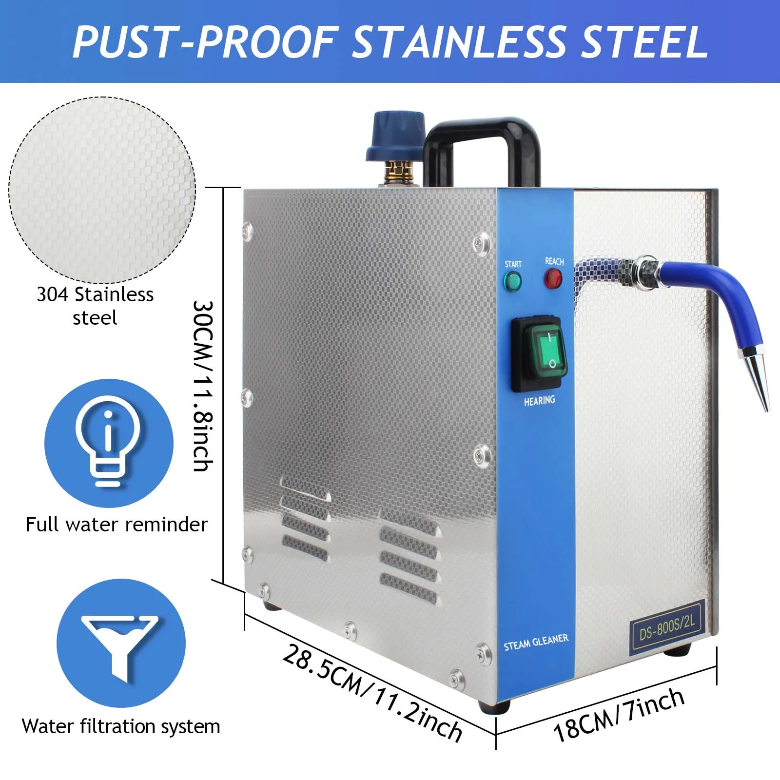 Stainless Steel Electric Steaming Cleaner, Jewelry Cleaning Equipment, Gem Washer, Gold and Silver, 2L1300W