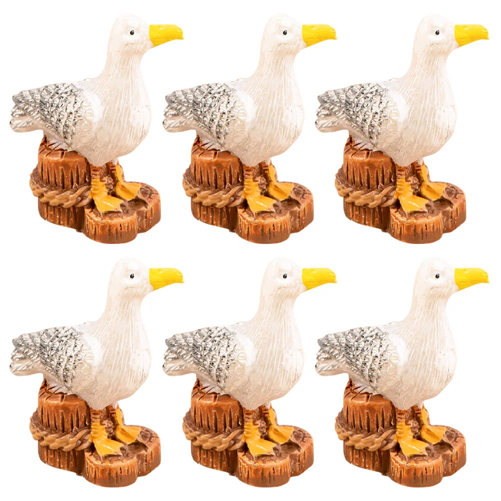 6 Pcs Statue Mediterranean Micro Landscape Outdoor Decor Animals 370X340X100CM Resin Seagull Figurine