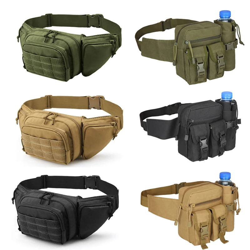 Outdoor Tactical Men Waist Pack Nylon Hiking Phone Pouch Waterproof Molle Camouflage  Hunting Climbing Camping Belt Bag