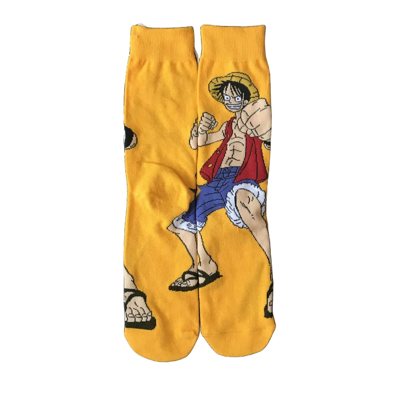 Meias de desenho animado para homens e mulheres, meias One Piece, Luffy, Sauron, série Ace, personagens criativos, personalidade, tendência,