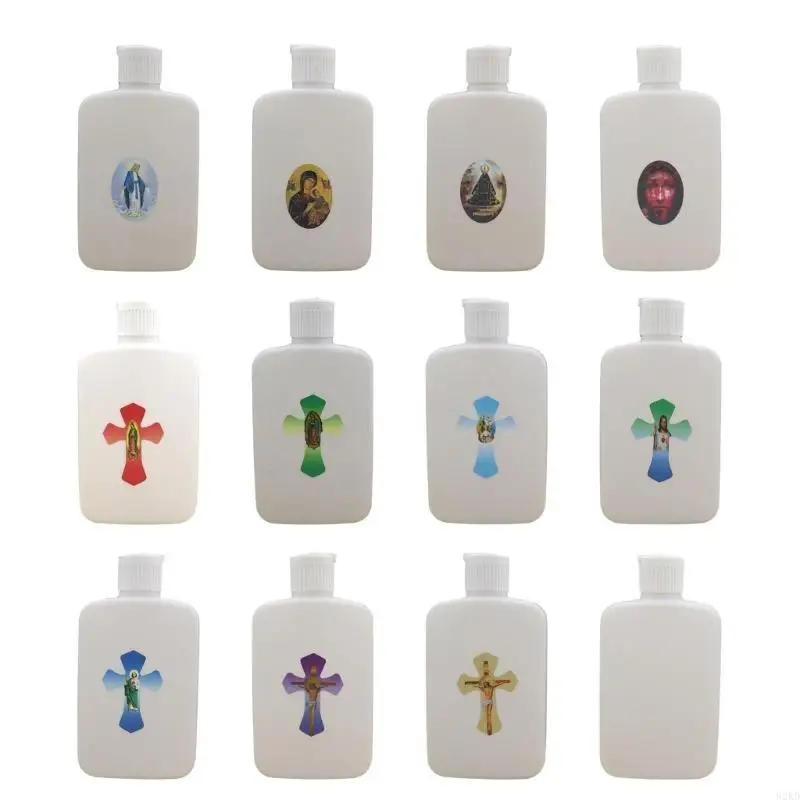 62KD Holy Water Bottle Religious Refillable Holy Water Container Baptisms Lotion Bottle with Screw Lid Catholic Accessories