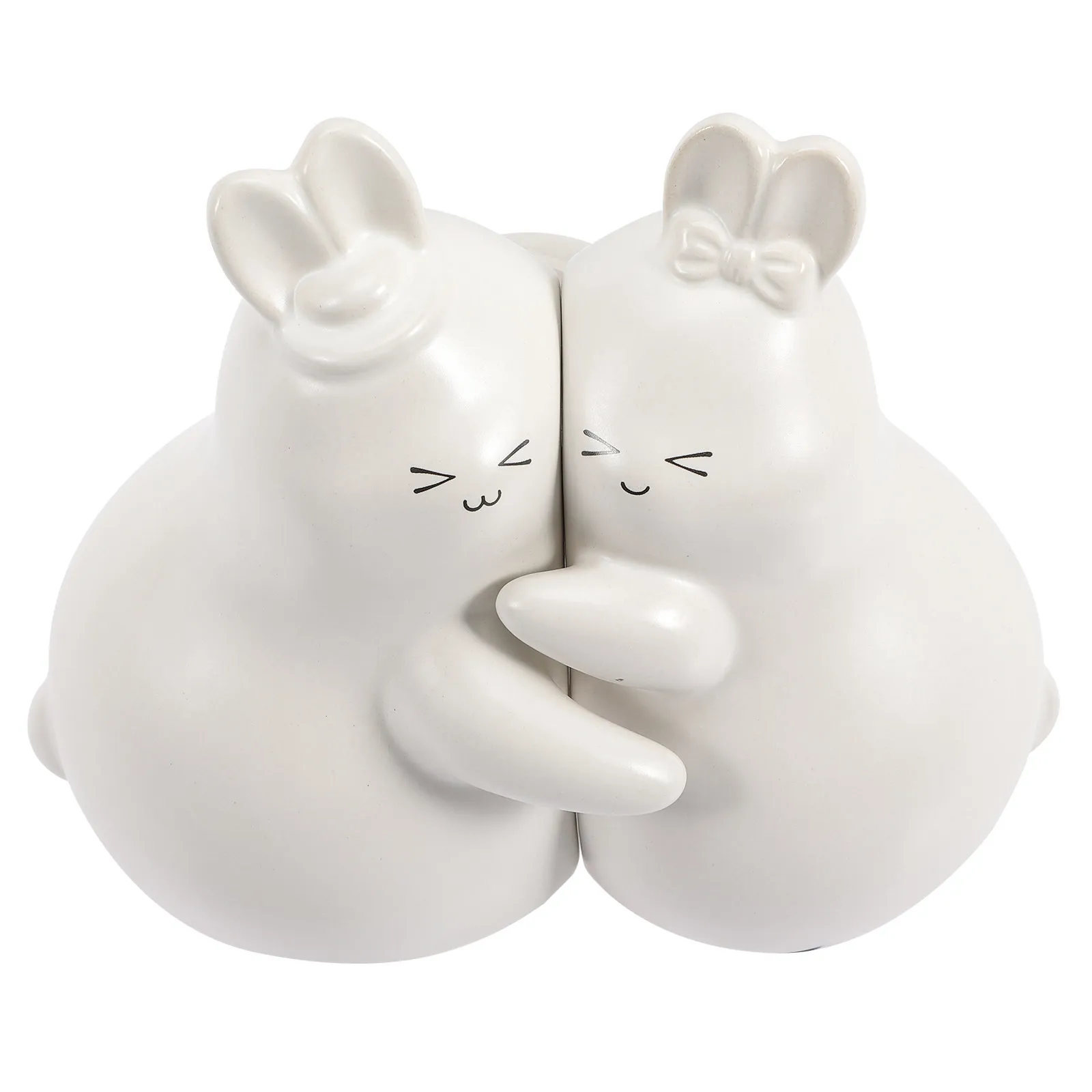 1 Pair Rabbit Ceramic Bookends Decorative Book Stand Desktop Shelf Organizer Multifunction Animal Coin Bank Statues