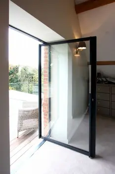 Custom Modern Glass Front Entry Door for Apartments Villas Aluminum Pivot Doors Aluminum Framed Double Glass Revolving Door