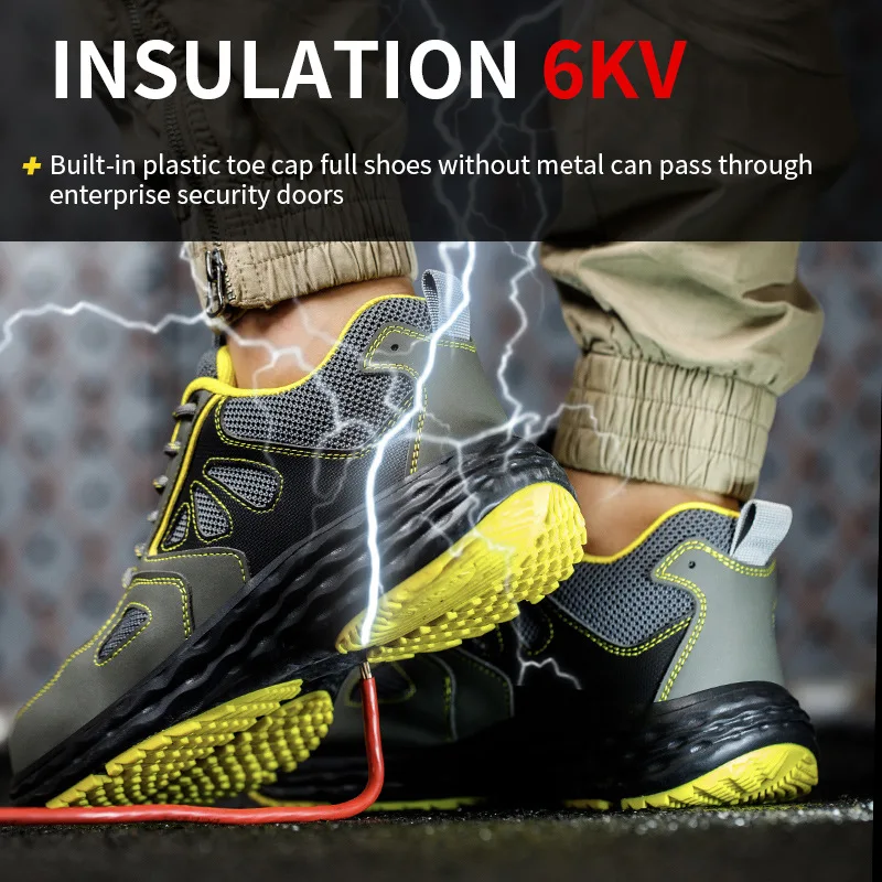 Insulated 6KV Shoes Men Work Sneakers Composite Toe Anti-smash Safety Shoes Men Puncture-Proof work Boots Indestructible Shoes