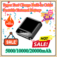 For Iphone Samsung Xiaomi 20000 mAh Large-capacity Power Bank MINI Super Fast Charge Built-in Cable Portable External Battery