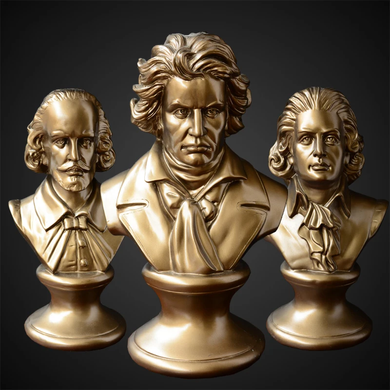 

Musician Beethoven Chopin Mozart Head Sculpture Room Ornaments Shakespeare Resin Statue Art Modern Home Decor Music Lover Gifts