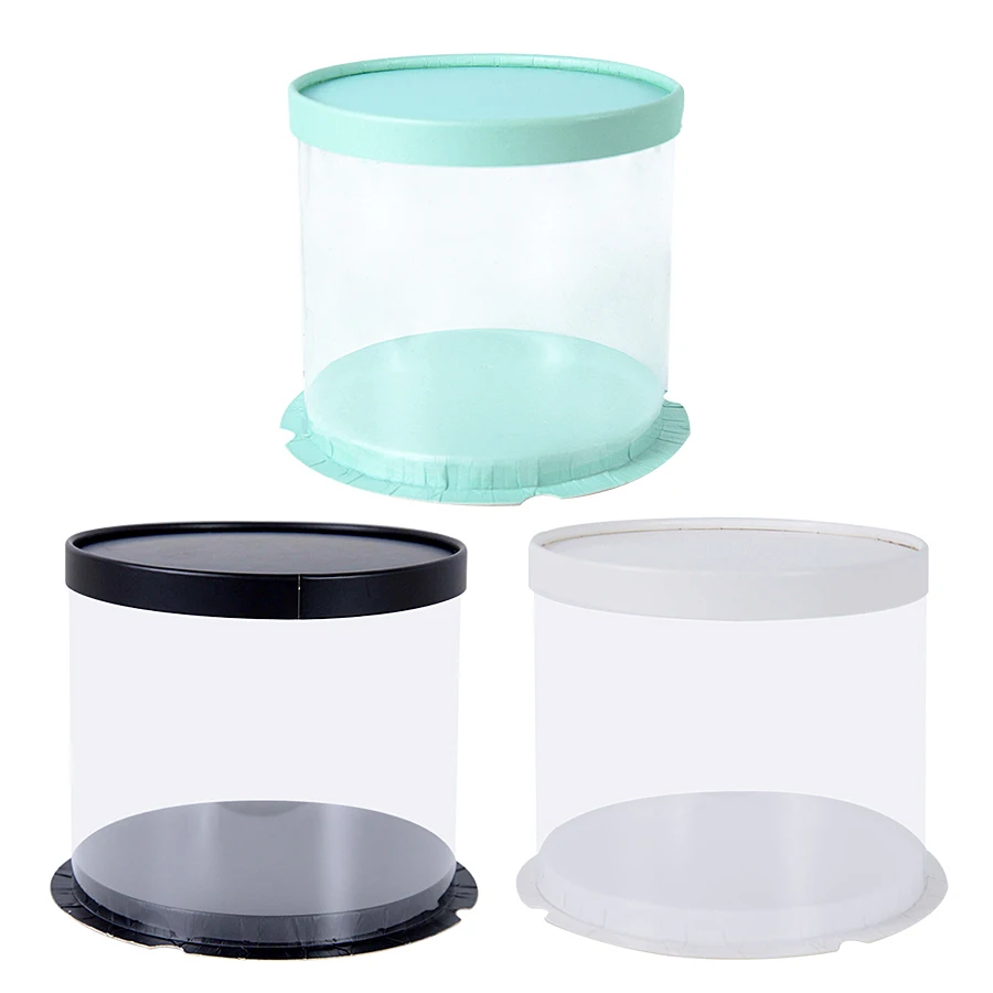 Cajas transparentes para pasteles, cajas redondas para envolver pasteles como regalo, de 4/6 pulgadas, de una sola capa, para fiestas de cumpleaños, decoración y bolsas de regalo.