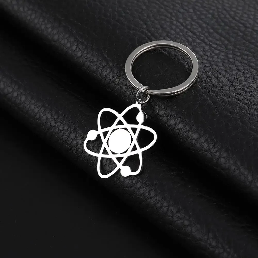 SKYRIM The Bigbang Theory Atom Key Chain Women Men Stainless Steel Physics Chemistry Science Pendant Keyring Holder Jewelry Gift