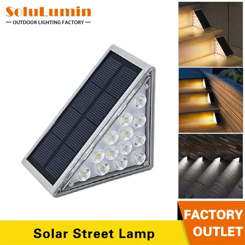 

Outdoor LED Solar Staircase Light Waterproof Anti-theft Brightness Garden Trail Decorative Light Solar Triangular Step Lamp