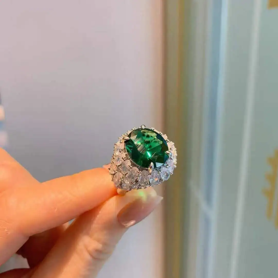 New 2022 Luxury Color Oversized AAA CZ Jewelry Women Wedding Engagement Ring Prom Party Adjustable Size Fashion Jewelry Gift