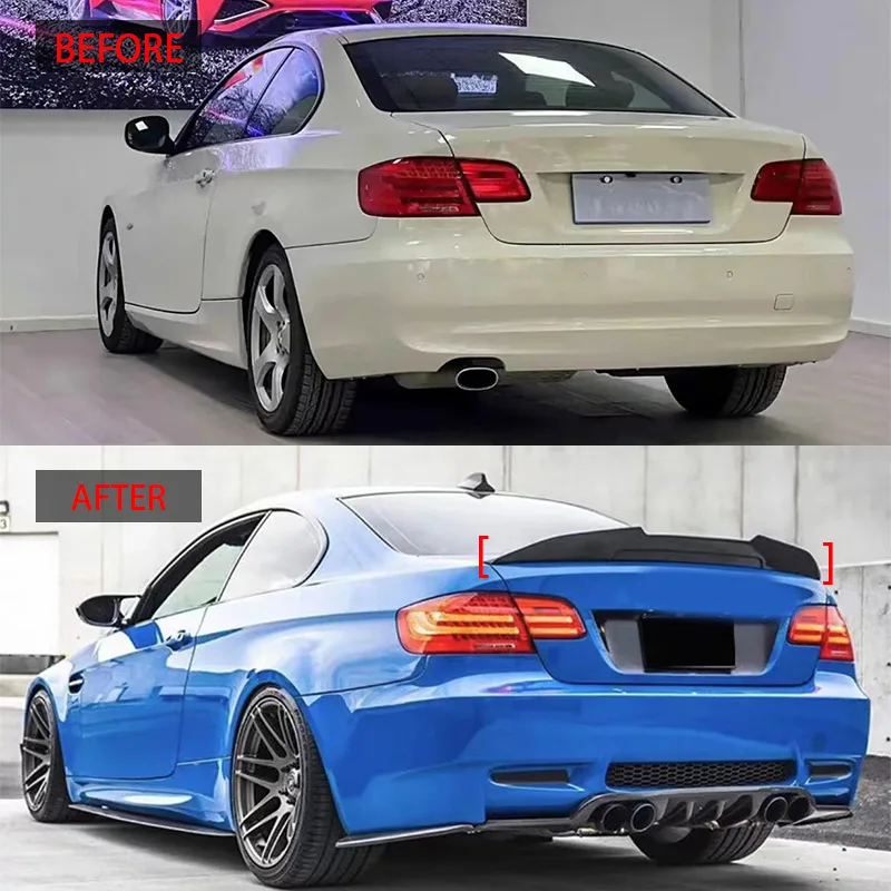 

Черный спойлер, крыло для 2005-2011 BMW E92 PSM, спойлер, верхние крылья, черные губы, кузов, сплиттер, отделка багажника, наклейка, автомобильные аксессуары