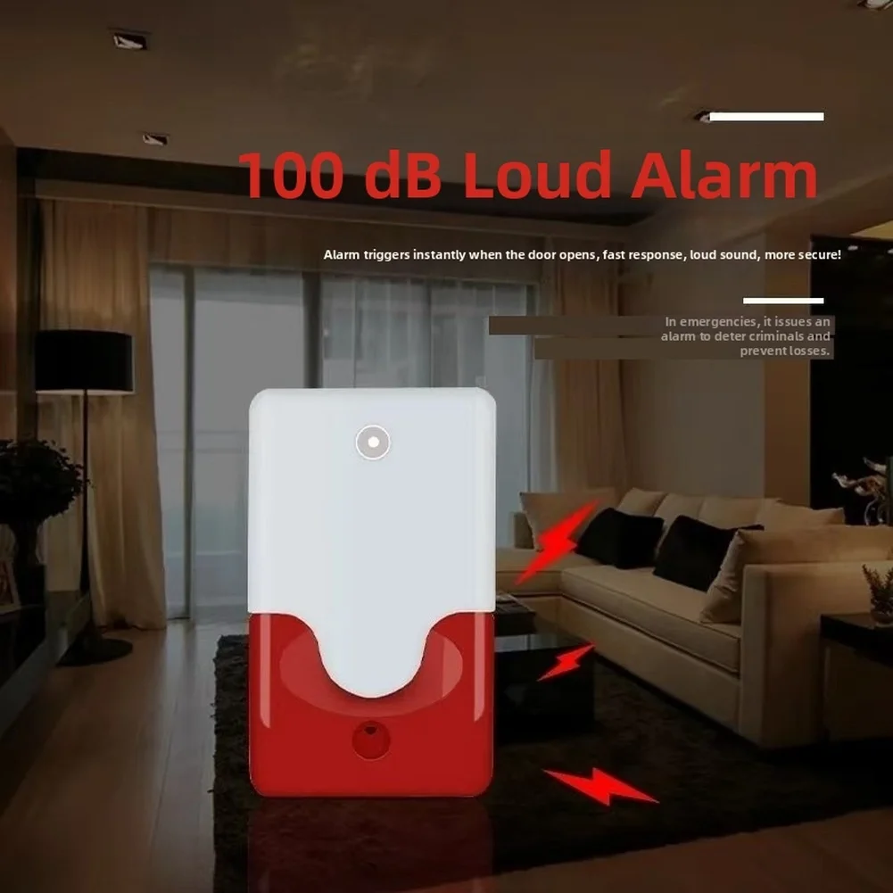 Wired Door Magnetic Alarm With Sound And Light 100dB Sound Light For Fire Safety Home Security Alarm System