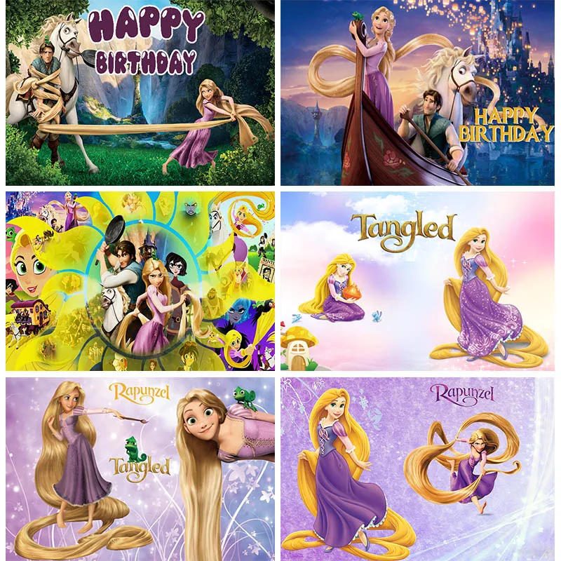 Спутанный фон Принцесса Рапунцель украшение на день рождения для девочек Искусственный баннер фонарь ночная сцена сказка замок башня фон