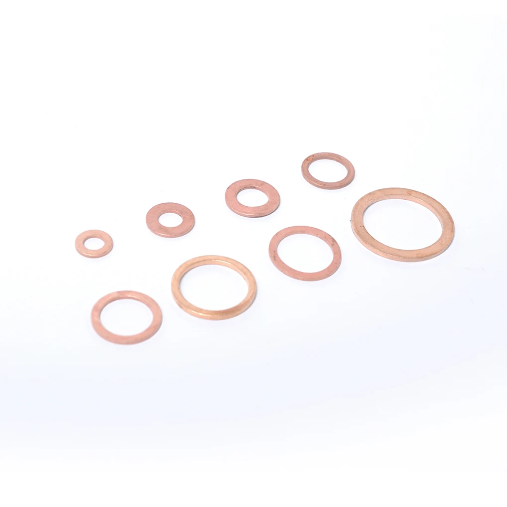 80 Pieces Solid Copper Crush Washers Gasket Nut Bolt Set Spacer Flat Ring Seal Oil Gaskets Assortment Hardware