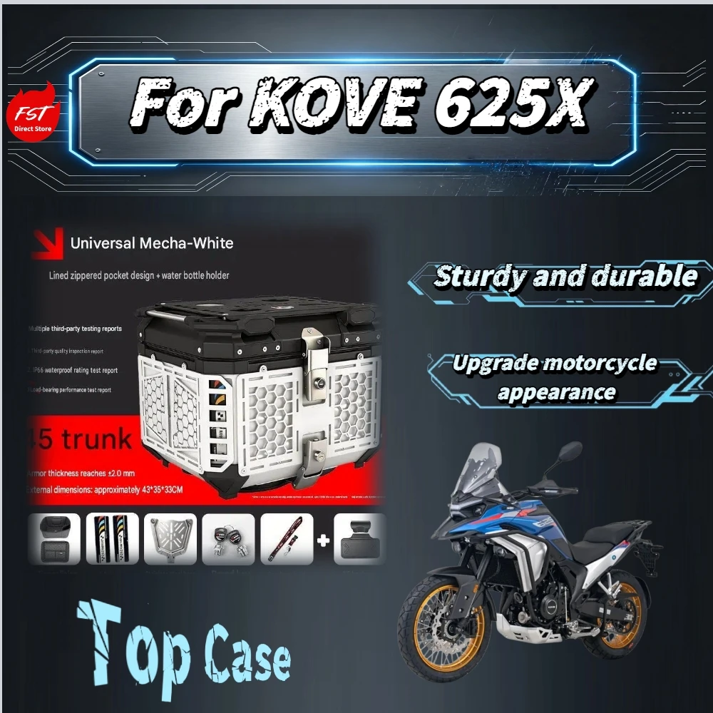 For Kove 625X 45L Smart Flying‑Armor Aluminum Top Case Extra Thick Buckle Design Stainless Steel Base Motorcycle Mod Accessories