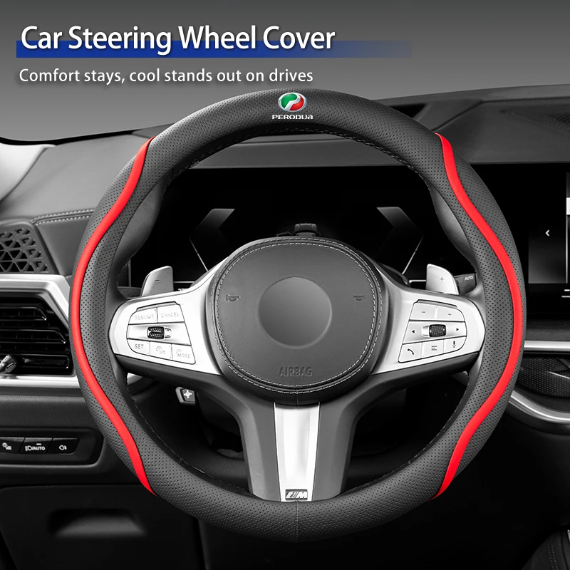

Car Steering Wheel Cover Circular Leather Steering Wheel Protective Shell For Perodua Axia Bezza Myvi Alza Ativa Aruz