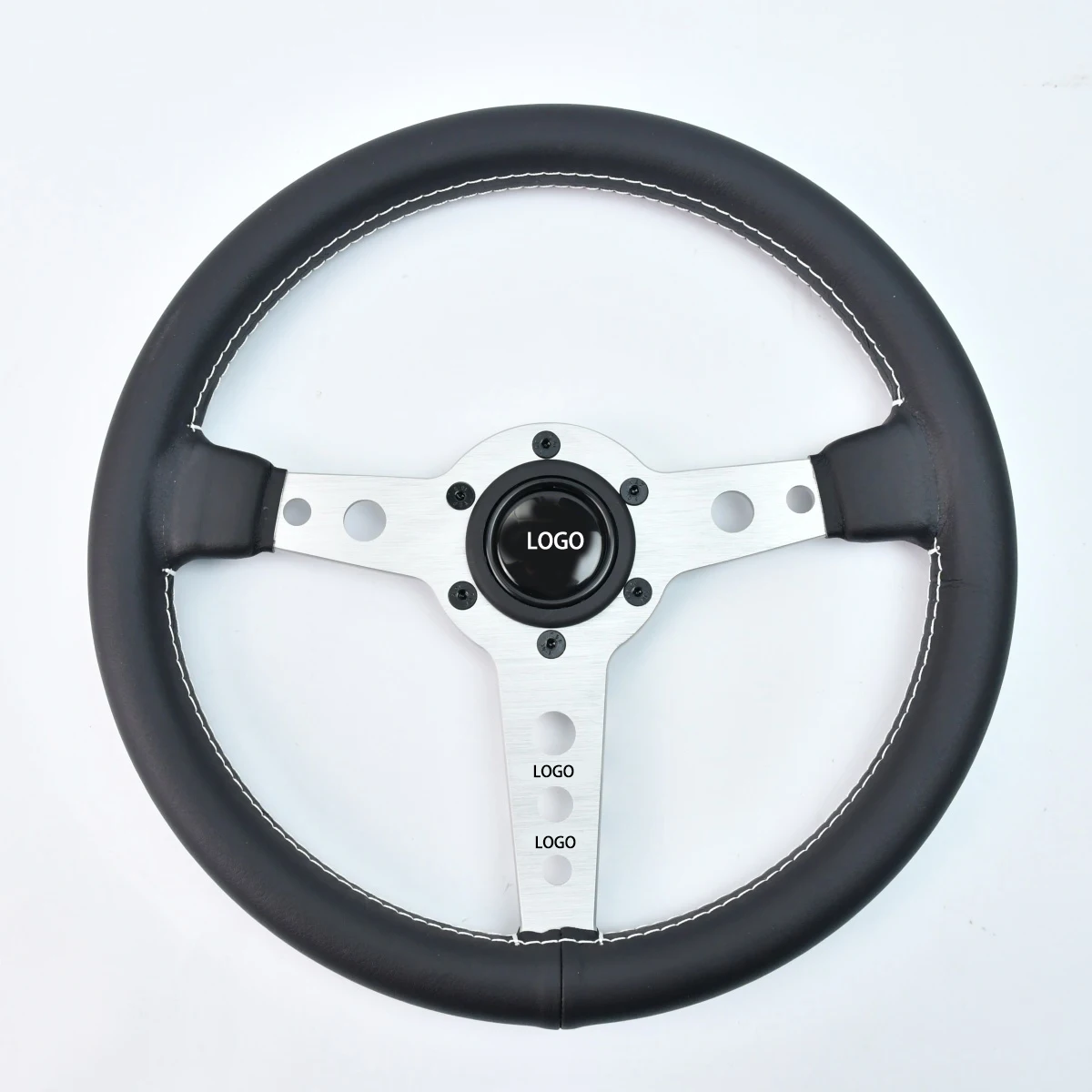 

TIYPEOR 320mm Black Microfiber Leather Steering Wheel For moo