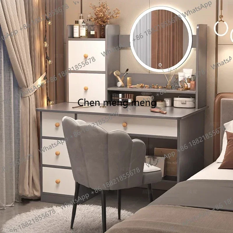 zS173White Mobile Dressing Table Drawers Essentials Makeup Girl Dressing Table Modern Minimal Coiffeuse