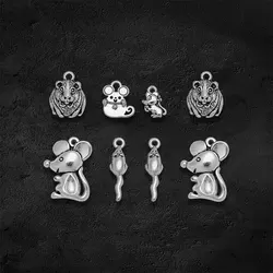 Antique Silver Plated Guinea Pig Cute Mouse Charms Animals Pendant For Diy Keychain Jewelry Making Findings Supplies Accessories
