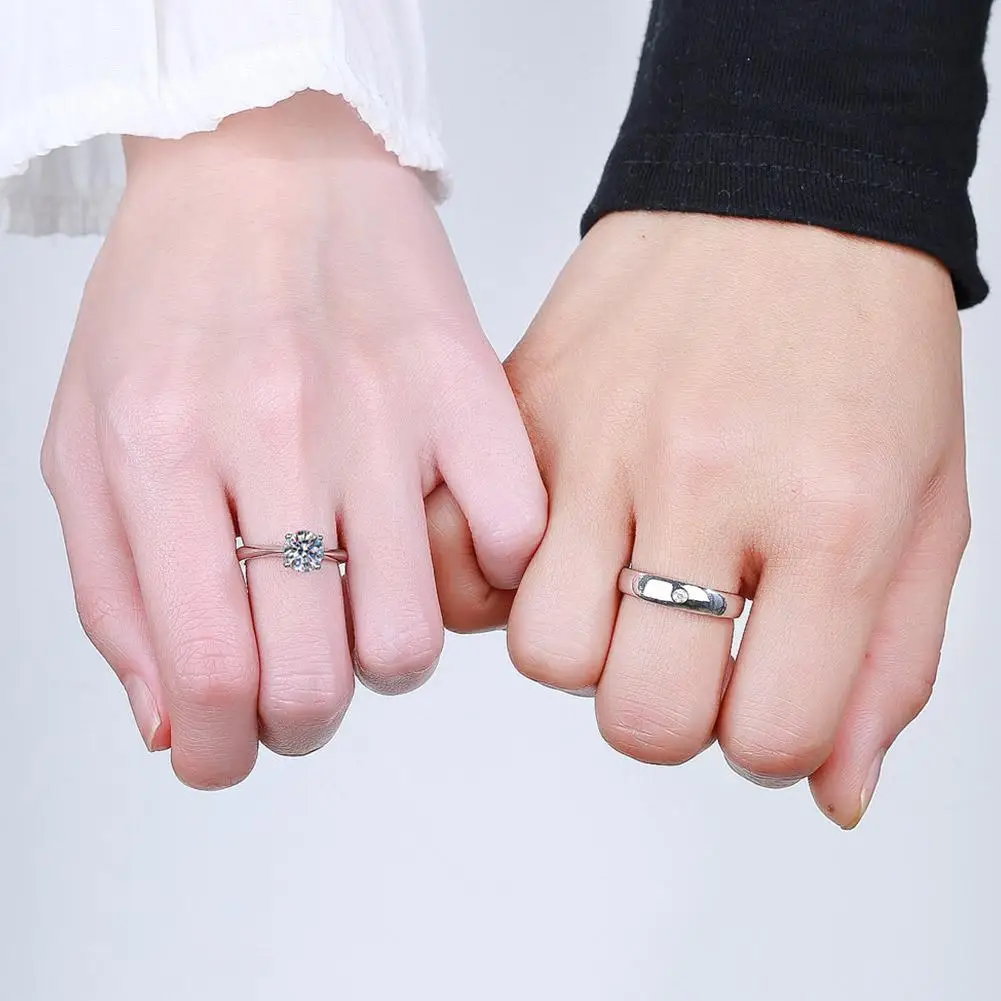 2pcs Love Heart Matching Couple Rings for Women Men Lover Forever Endless Love Wedding Valentine\'s Day Dating Jewelry Gifts