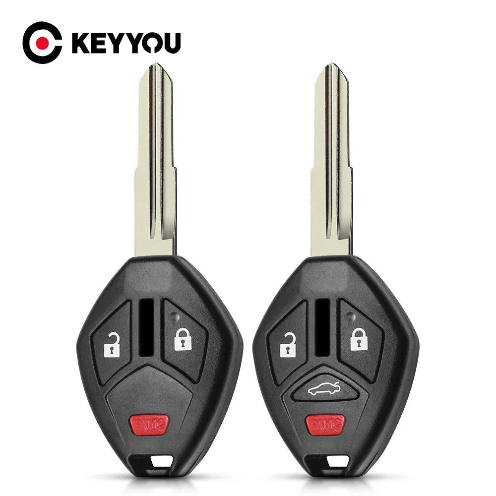 KEYYOU REMOTE STRAIGHT KEY REPLACEMENT SHELL CASE WITH 3 / 4 BUTTON PAD FOR MITSUBISHI Left blade