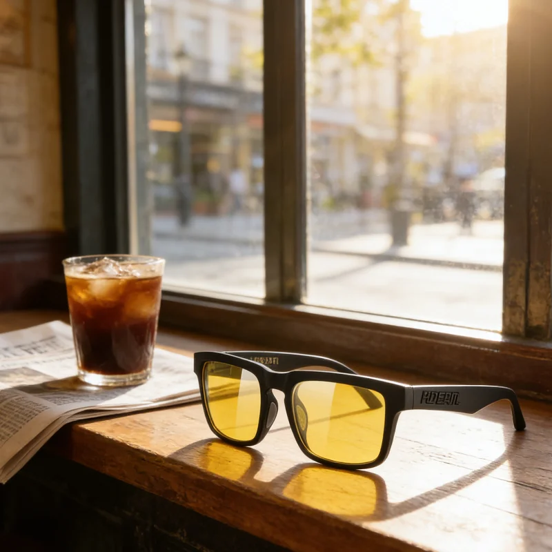 

Unisex KDEAM UV Protective Square Sunglasses, Casual Outdoor Eyewear with Double Zipper Protective Case