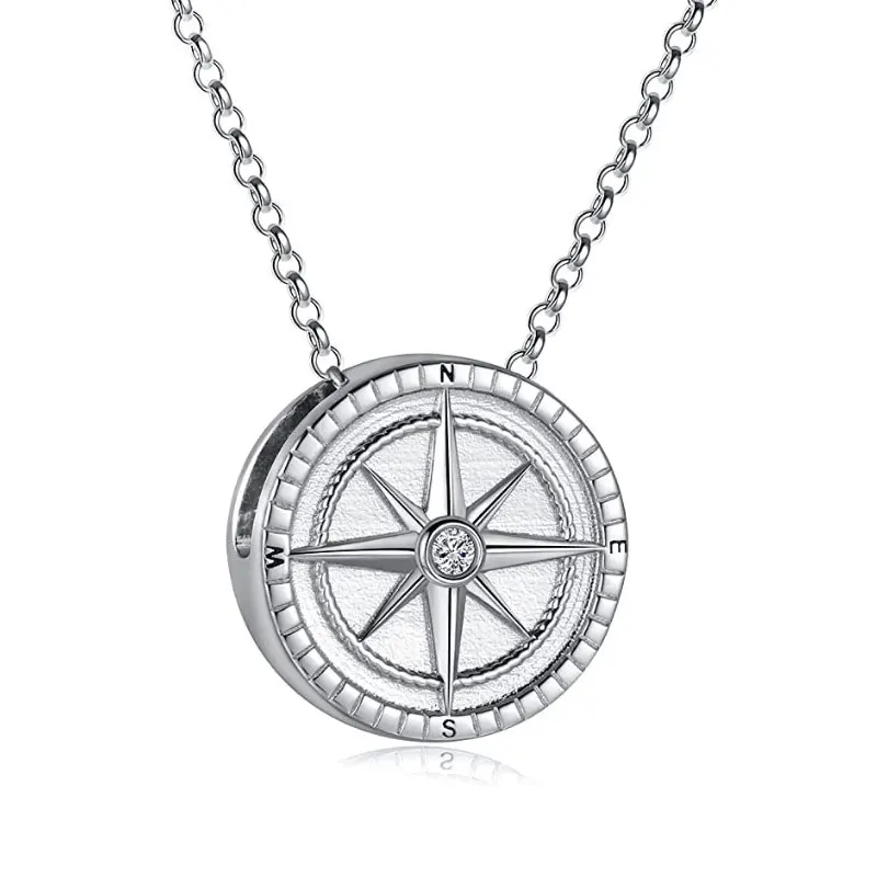 Caskets Souvenirs Urn Pendant Soul Necklace Cremation Funeral Ashes Holder Keepsake Memorial Compass Stainless Steel Gift Custom