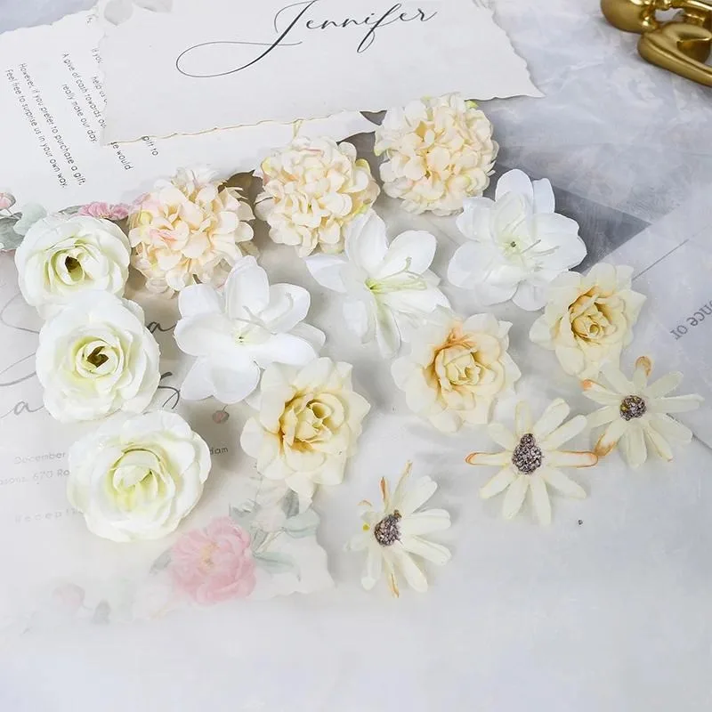 Rose Artificial Flower Silk Foam Flower Family Room Decoration Wedding Decor Bouquet Festival DIY Wreath Bride Accessories