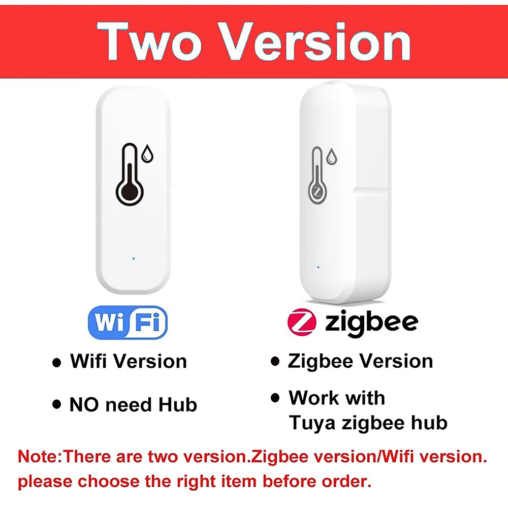 Tuya ZigBee WiFi Temperature and Humidity Sensor Smart Life APP Remote Monitor Indoor Hygrometer Works with Alexa Google Home