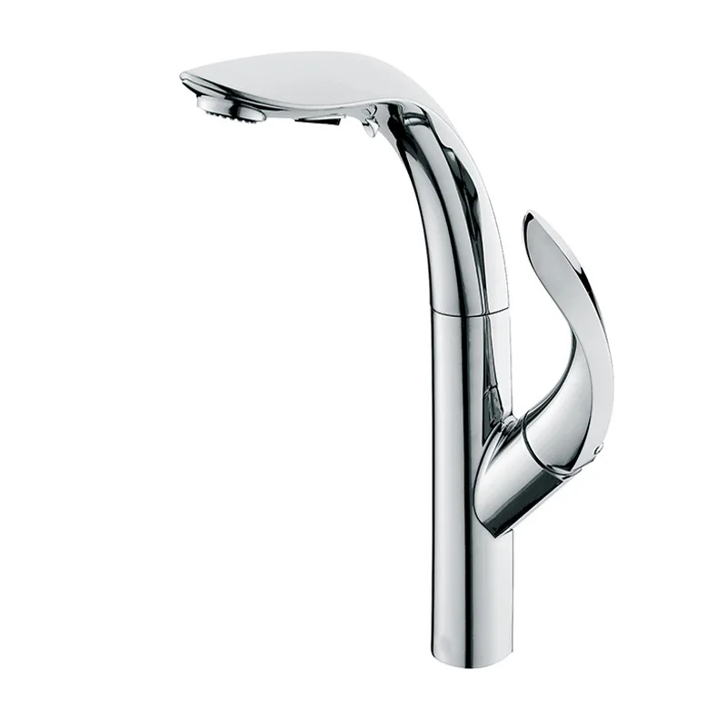 Golden pull-out kitchen hot and cold sink faucet nozzle