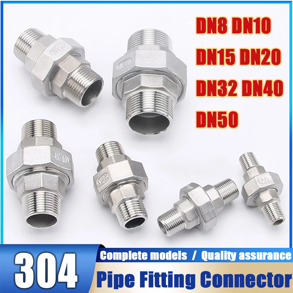 

304 Stainless Steel Union Joint Coupling 1/4 3/8 1/2 3/4 1 BSP Male Thread Cast Pipe Fitting DN8 DN10 DN15 DN20 DN32 DN40 DN50