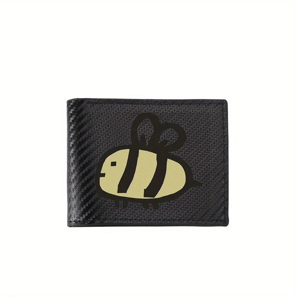 Cartoon bee with stripes and wings Men's Wallets Simple Business Modern Stylish Printing Design Gifts For Father Boyfriend Chris