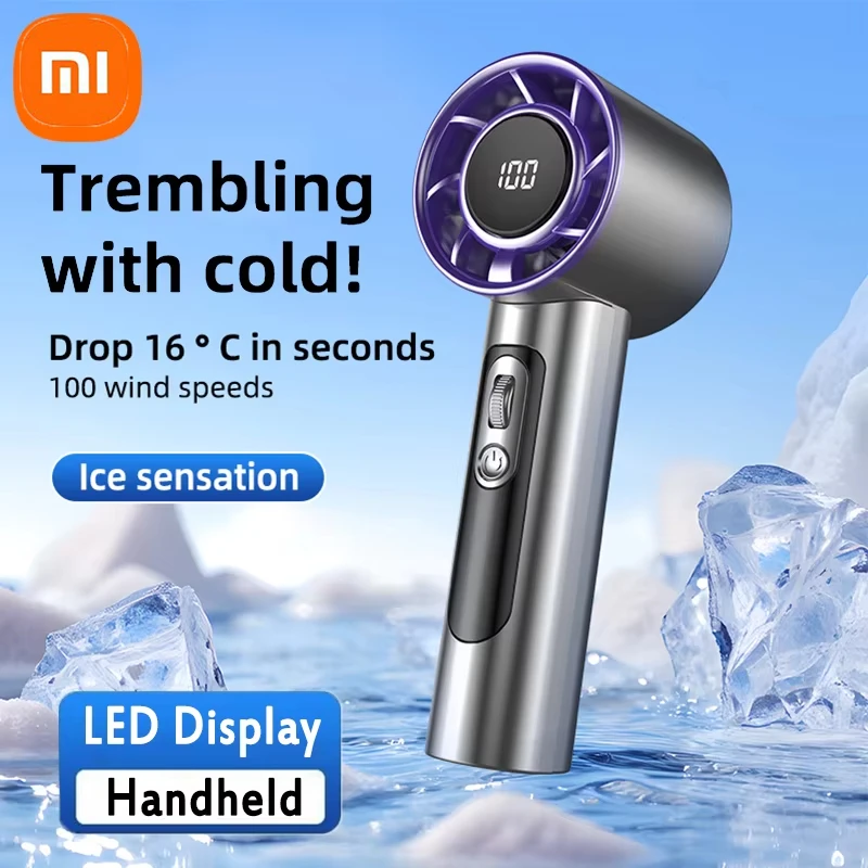 مروحة توربو صغيرة محمولة من Xiaomi F08 مع شاشة LED وتعديل سرعة الرياح 100 مروحة شحن USB عالية السرعة تدوم طويلاً