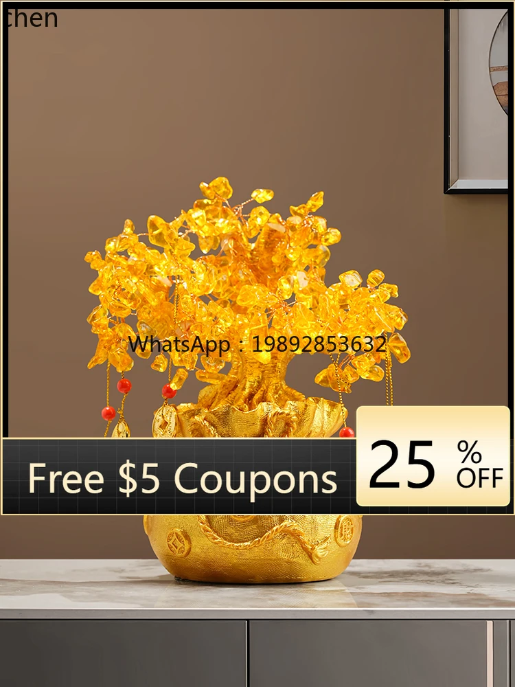 

New Chinese Fortune Tree Lucky Ornament Living Room Desktop TV Cabinet Decoration Crafts Opening Gifts Housewarming Gifts