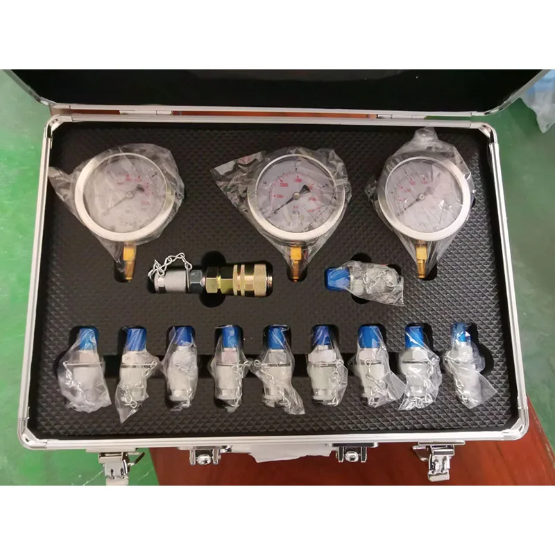11-Piece Professional Excavator Hydraulic Pressure Gauge Test Kit Measuring Tool Box